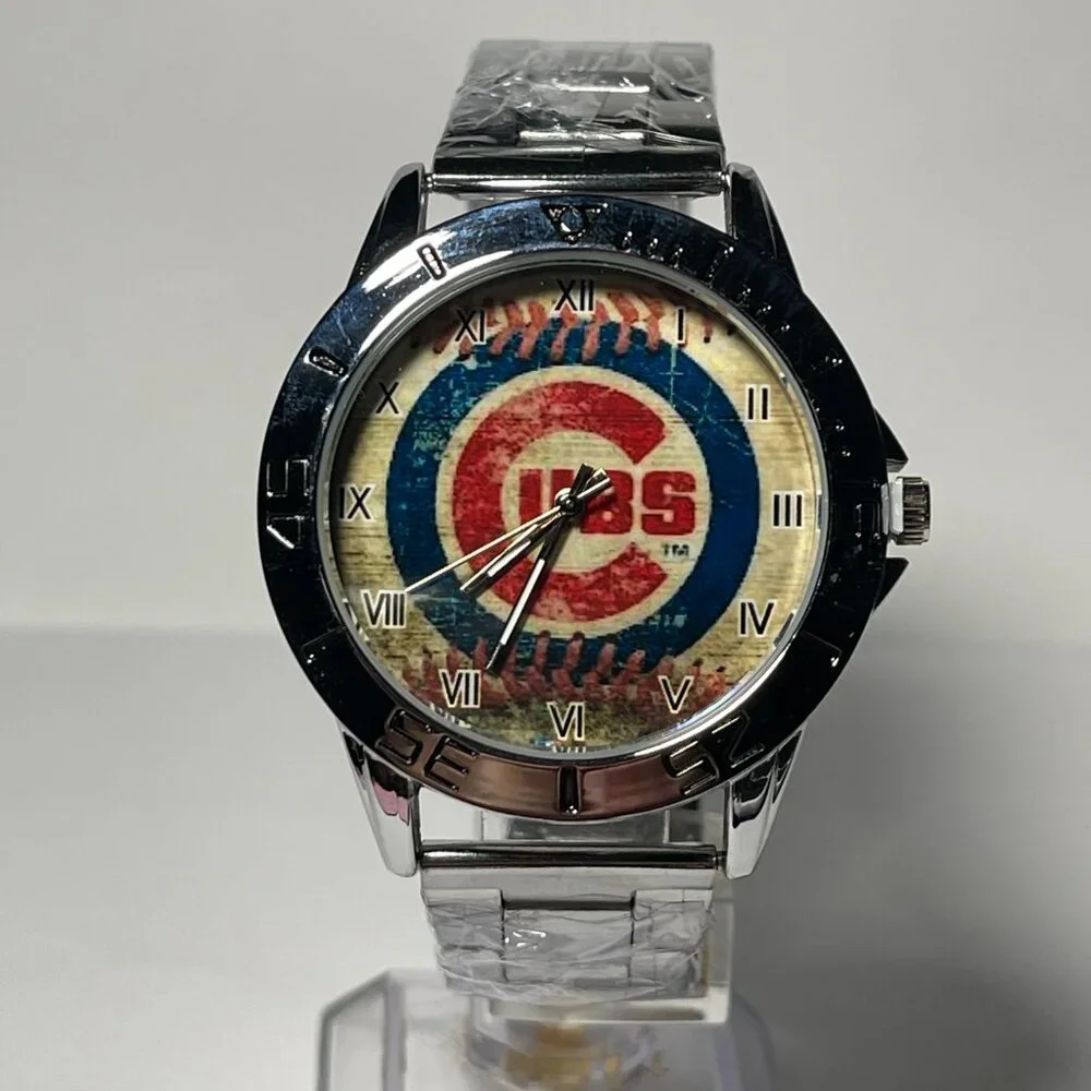 Chicago Cubs MLB Team Logo Men's Stainless-Steel Silver Watch NEW